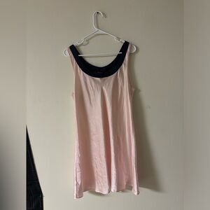 Jones Wear NY Pink Satin Shift Dress Size L Sleeveless Contrast Trim